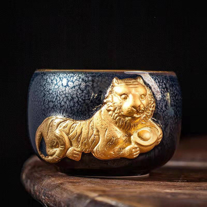 Cameo gilt teacup - Deer or Tiger（Comes in a beautiful box）