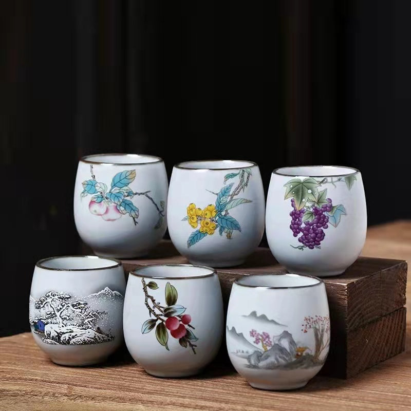 Landscape Painting Fruit Tea Cup Set