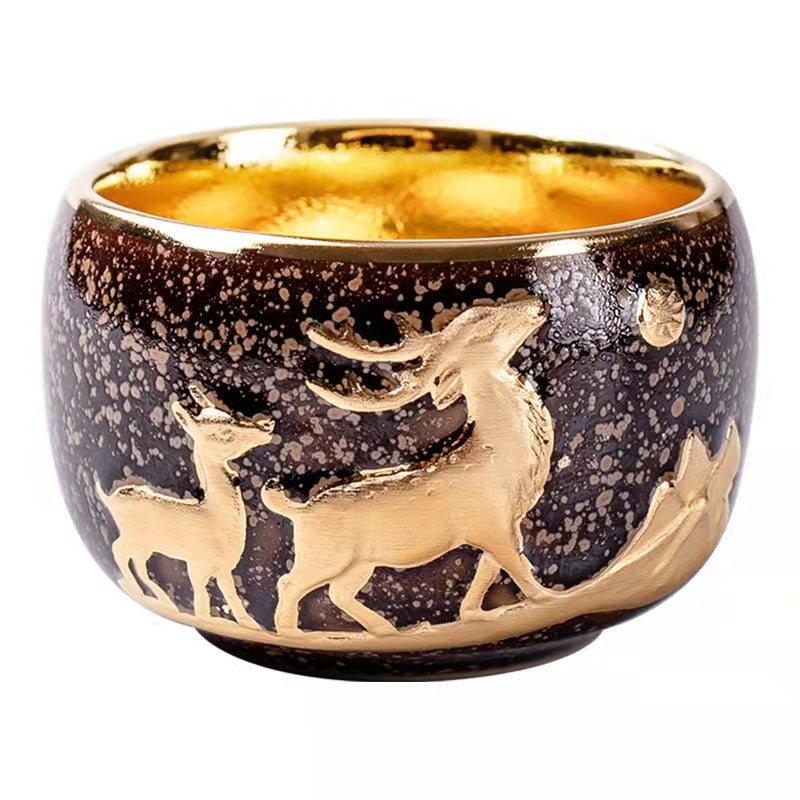 Cameo gilt teacup - Deer or Tiger（Comes in a beautiful box）